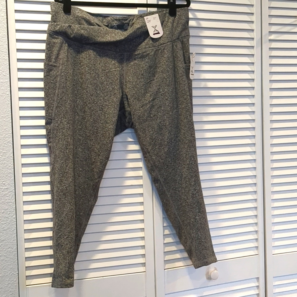 Xersion Womens Legging 7/8 Ankle High Rise Fitted Stretch baby fleece lined 3X